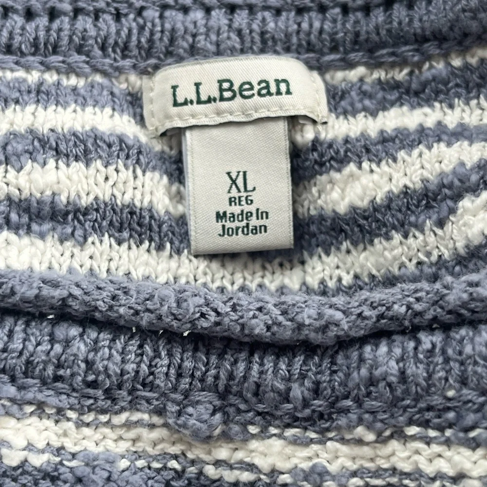 L.L. Bean Indigo Cotton Slub Rollneck Stripe Pullover Sweater. Women's Size: XL. - Picture 7 of 9